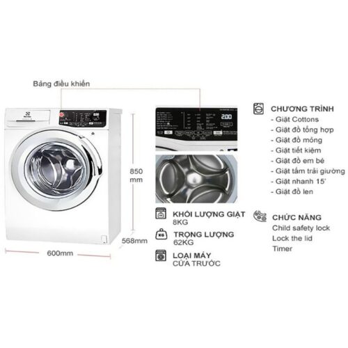 Kích thước máy giặt Electrolux EWF8025BQWA