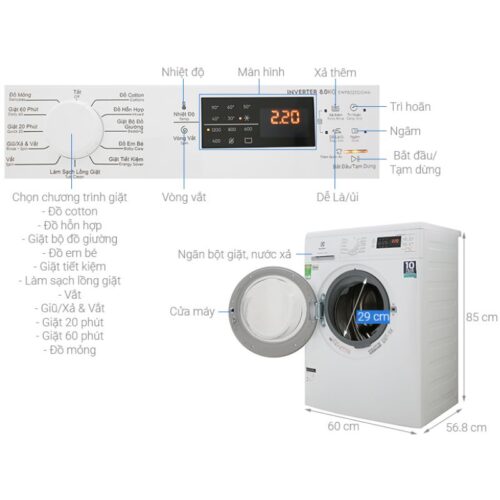 Kích thước máy giặt Electrolux EWF8025DGWA