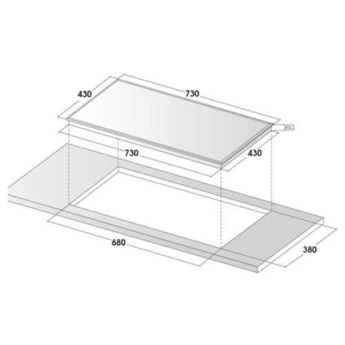 Bếp từ 2 vùng nấu Kocher DIB4-888MI 4 Kích thước Bếp từ 2 vùng nấu Kocher DIB4-888MI