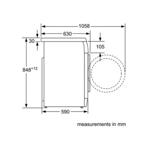 Kích thước máy giặt quần áo Bosch WAS28448SG
