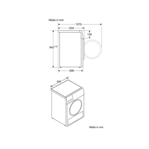 Kích thước máy sấy quần áo Bosch WTW87541
