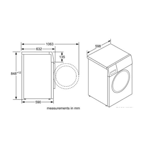 Kích thước máy giặt quần áo Bosch WVG30462SG