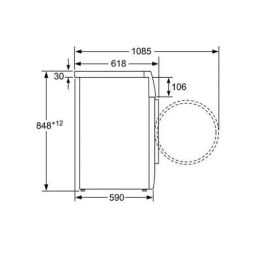 Kích thước máy giặt quần áo Bosch WVH30542EU