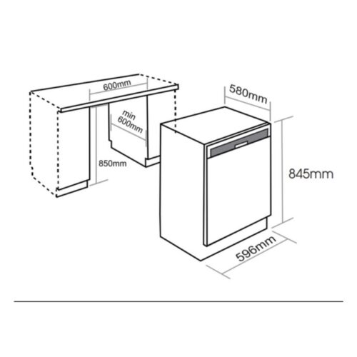 Kích thước máy rửa bát Faster Turbodry633AS