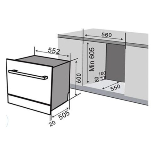 Kích thước máy rửa bát Faster ECO6080E