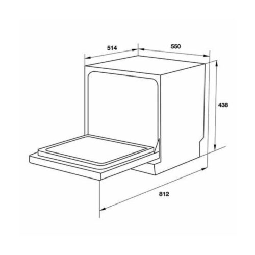 Kích thước máy rửa chén bát để bàn Hafele HDW-T50B 539.20.600