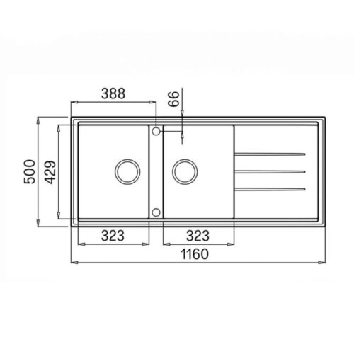 Kích thước chậu rửa bát Konox Granite Sink Phoenix 1160 – Grey