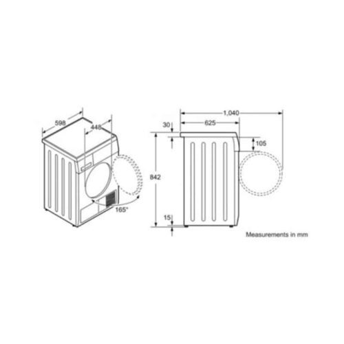 Kích thước máy Sấy Quần Áo Bosch WTA74200SG