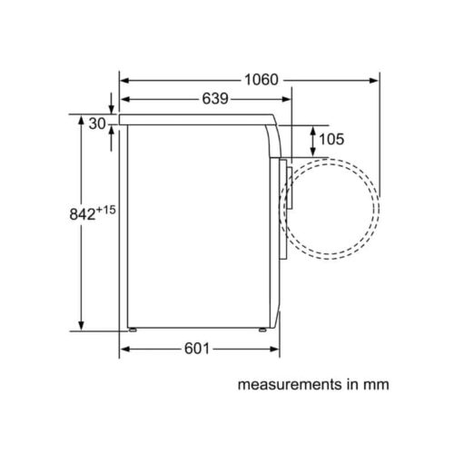 Kích thước máy sấy quần áo Bosch WTB86201PL