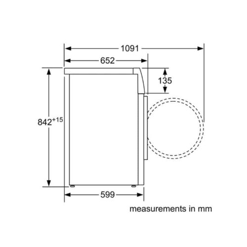 Kích thước máy sấy quần áo BOSCH WTW85460BY