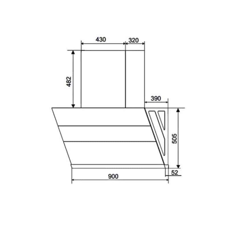 Kích thước của máy hút mùi Hafele HC-H902WC 538.81.742 Kích thước của máy hút mùi Hafele HC-H902WC 538.81.742
