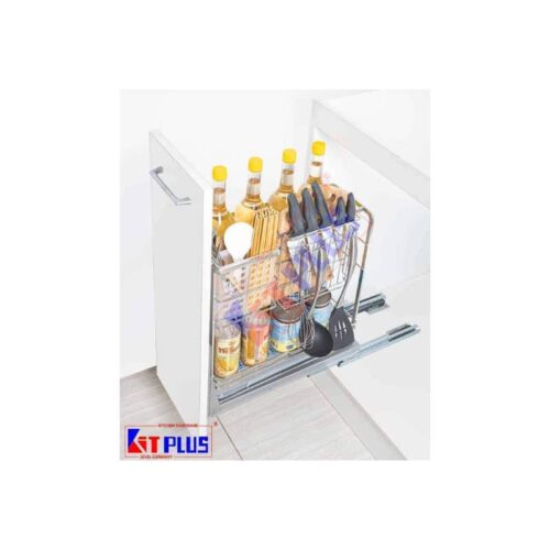 Giá dao thớt nan dẹt inox mờ, ray giảm chấn Kit Plus EC VIP.25