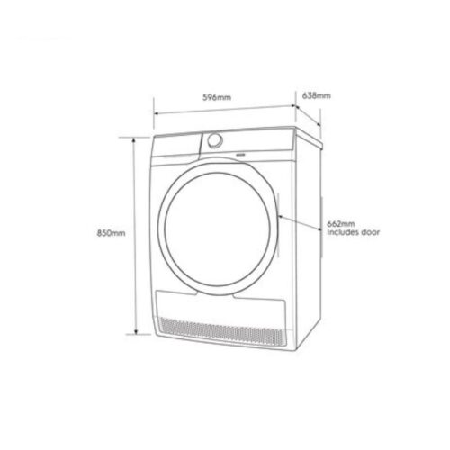 Kích thước máy sấy bơm nhiệt Electrolux EDH804H5WB