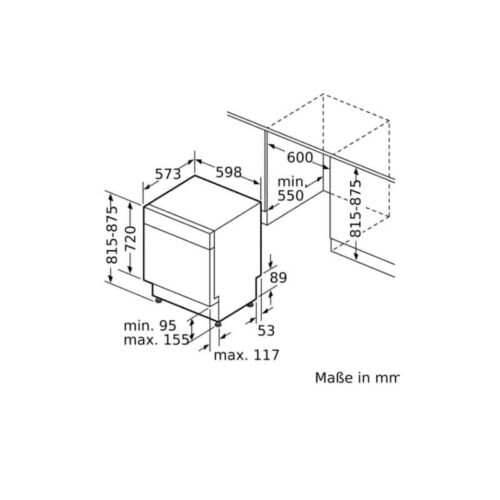 Kích thước lắp đặt máy rửa bát BOSCH SMU4HVS31E