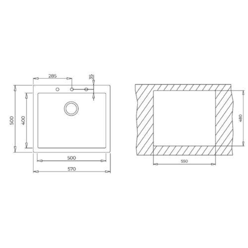 Chậu đá lắp nổi 1 hộc rửa Teka FORSQUARE 50.40 TG 115230005 3 kich thuoc chau da lap noi 1 hoc rua teka forsquare 50 40 tg 115230005